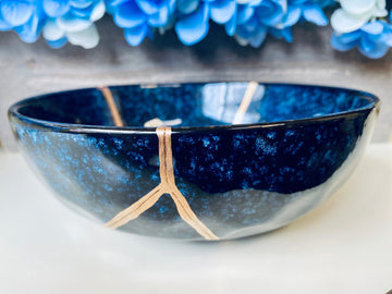 Kintsugi Repaired Blue Celestial Bowl